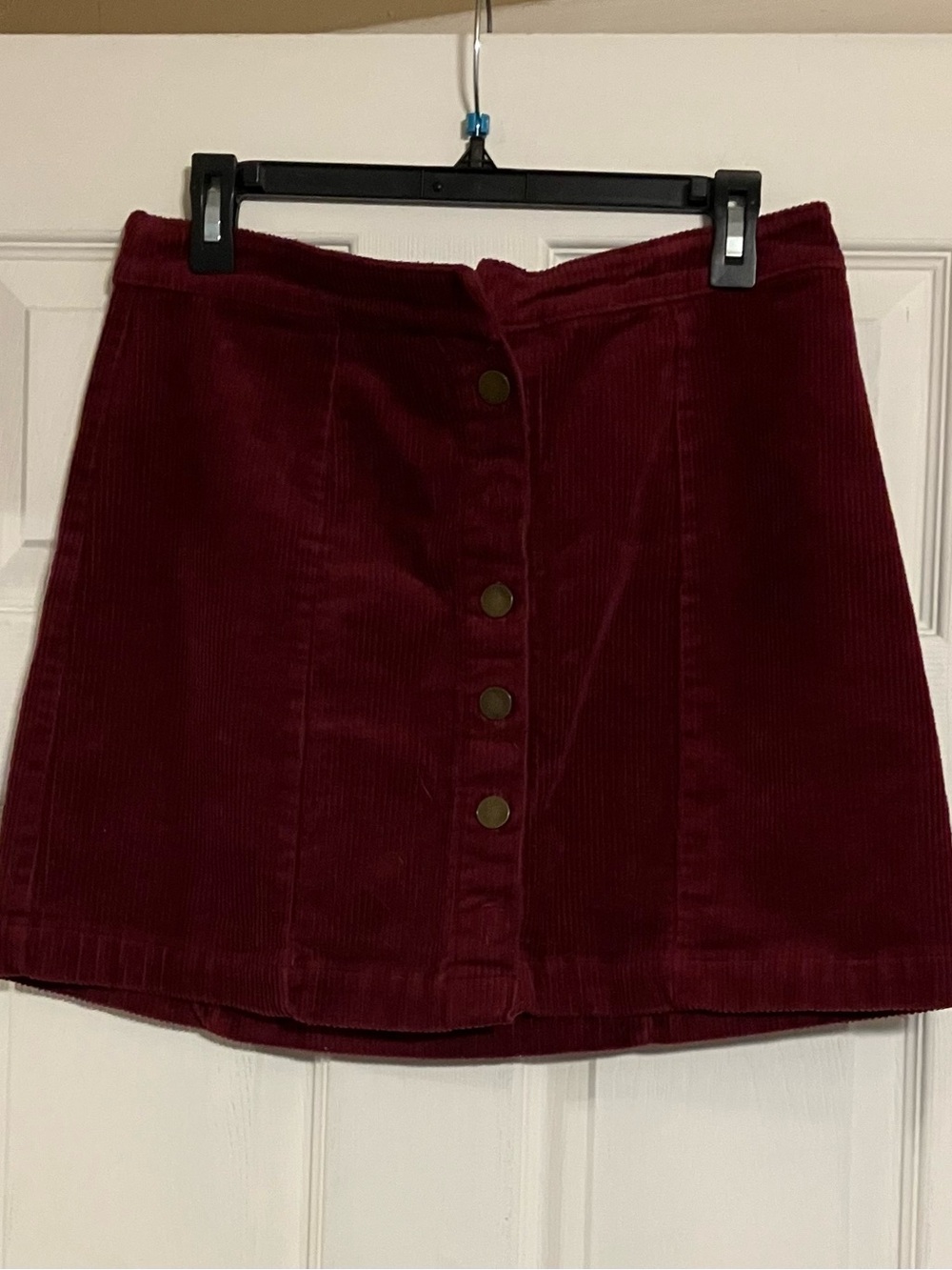 Corduroy Button Front Mini Skirt Burgundy Size 0X XL 18⁠